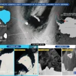 Due iceberg si incontrano nell'Atlantico meridionale